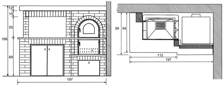 Rivestimento Forno Camino Modello F/01 destro o sinistro