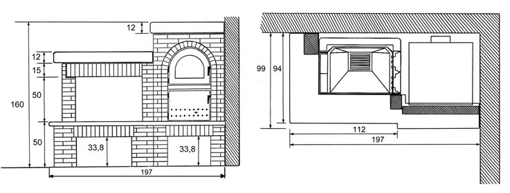 Rivestimento Forno Camino Modello F/04 destro o sinistro