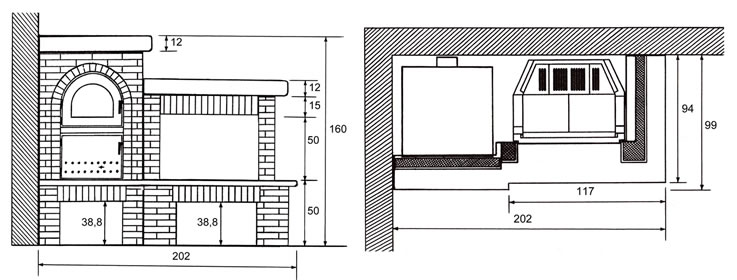 Rivestimento Forno Camino Modello F/10 destro o sinistro