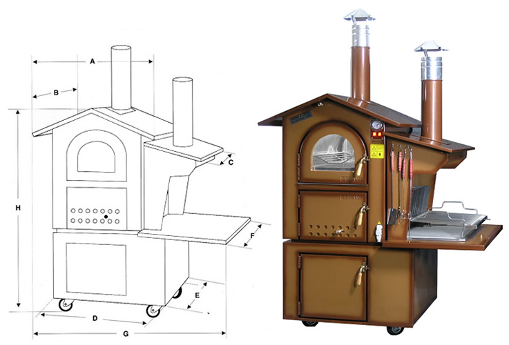 Forno a legna da esterno normali o ventilati con base, barbecue, griglia brucialegna Forno a legna da esterno normali o ventilati con base, barbecue, griglia brucialegna