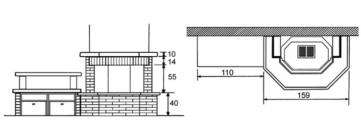 Rivestimento camino con panca Modello F160/2-55