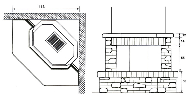 Rivestimento camino mattoni e pietra Modello F/MP113/1